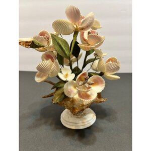 Seashell Flower Bouquet Handcrafted Coastal Decor Art Sculpture